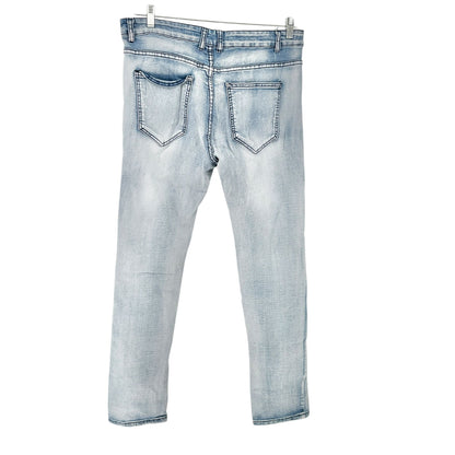 Mens Jeans Size 36 Light Wash Distressed Slim Fit Cotton Poly Spandex Blend