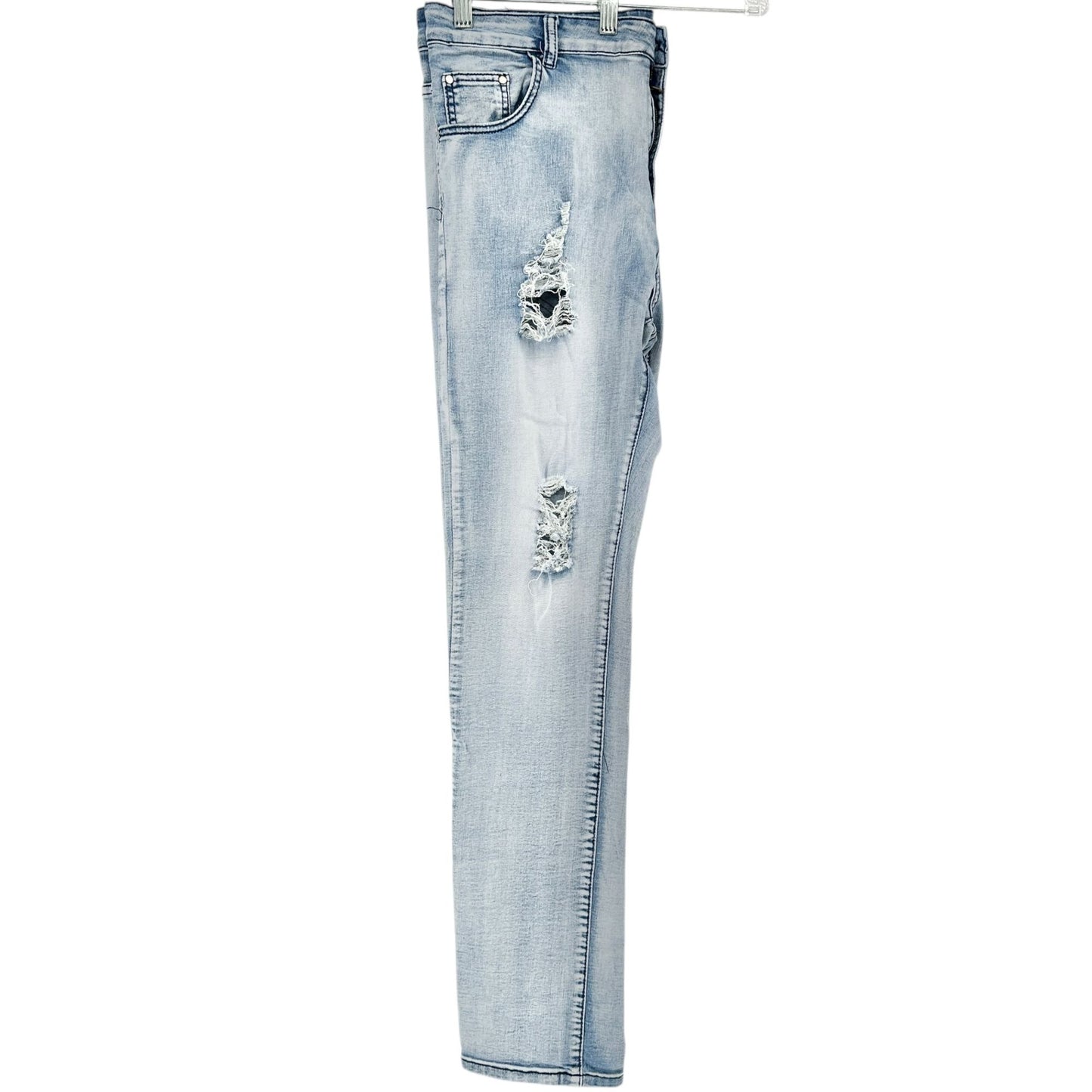 Mens Jeans Size 36 Light Wash Distressed Slim Fit Cotton Poly Spandex Blend