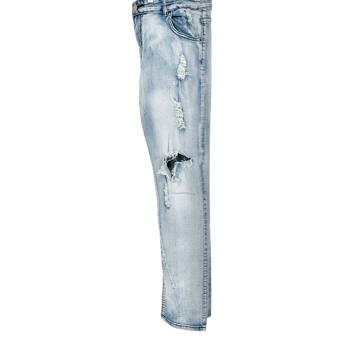 Mens Jeans Size 36 Light Wash Distressed Slim Fit Cotton Poly Spandex Blend
