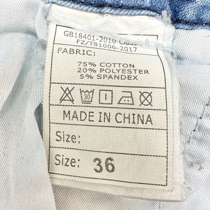 Mens Jeans Size 36 Light Wash Distressed Slim Fit Cotton Poly Spandex Blend