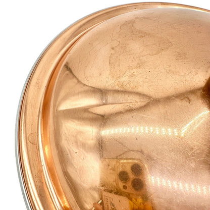 Vintage Copper Pot Lid With Wooden Handle Aluminum Interior 10 Inches Wide