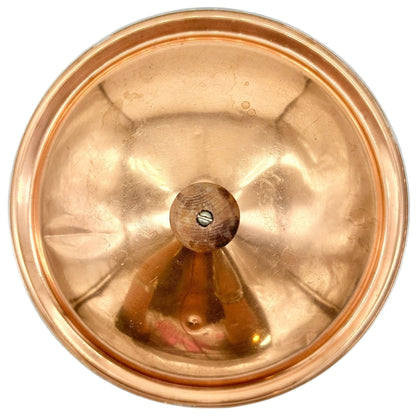Vintage Copper Pot Lid With Wooden Handle Aluminum Interior 10 Inches Wide
