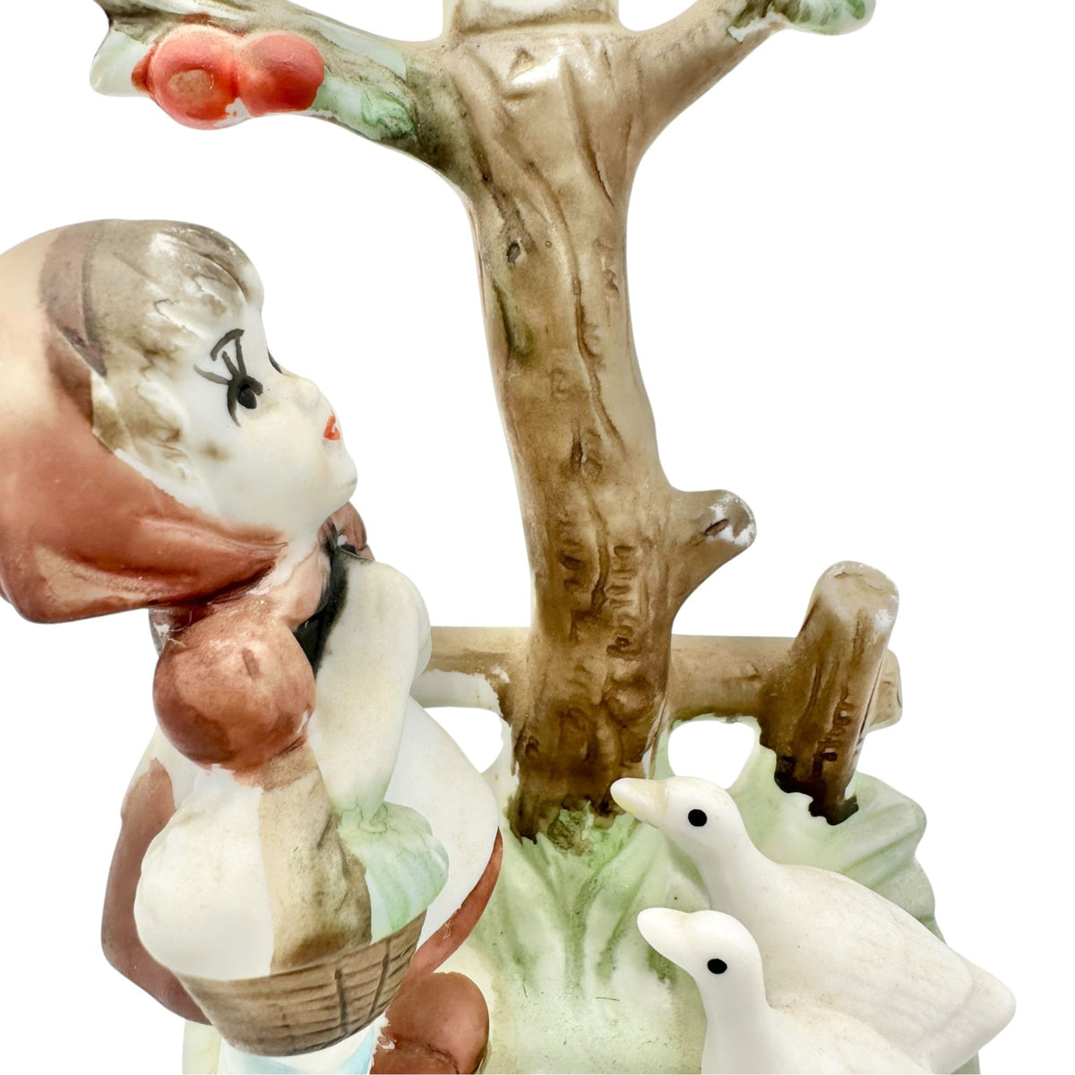 Vintage Artmark Figurine Little Girl and Geese Porcelain Statue 6" High Taiwan