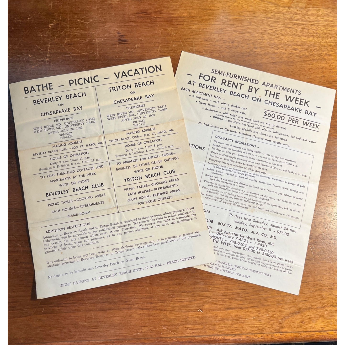 Vintage Advertising 1963 Beverley Triton Beaches Chesapeake Bay MD 1 Booklet 1 Flyer