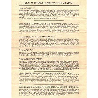 Vintage Advertising 1963 Beverley Triton Beaches Chesapeake Bay MD 1 Booklet 1 Flyer