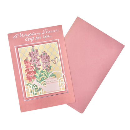 A Wedding Shower Gift For You Hallmark Greeting Card Pink Floral with Envelope