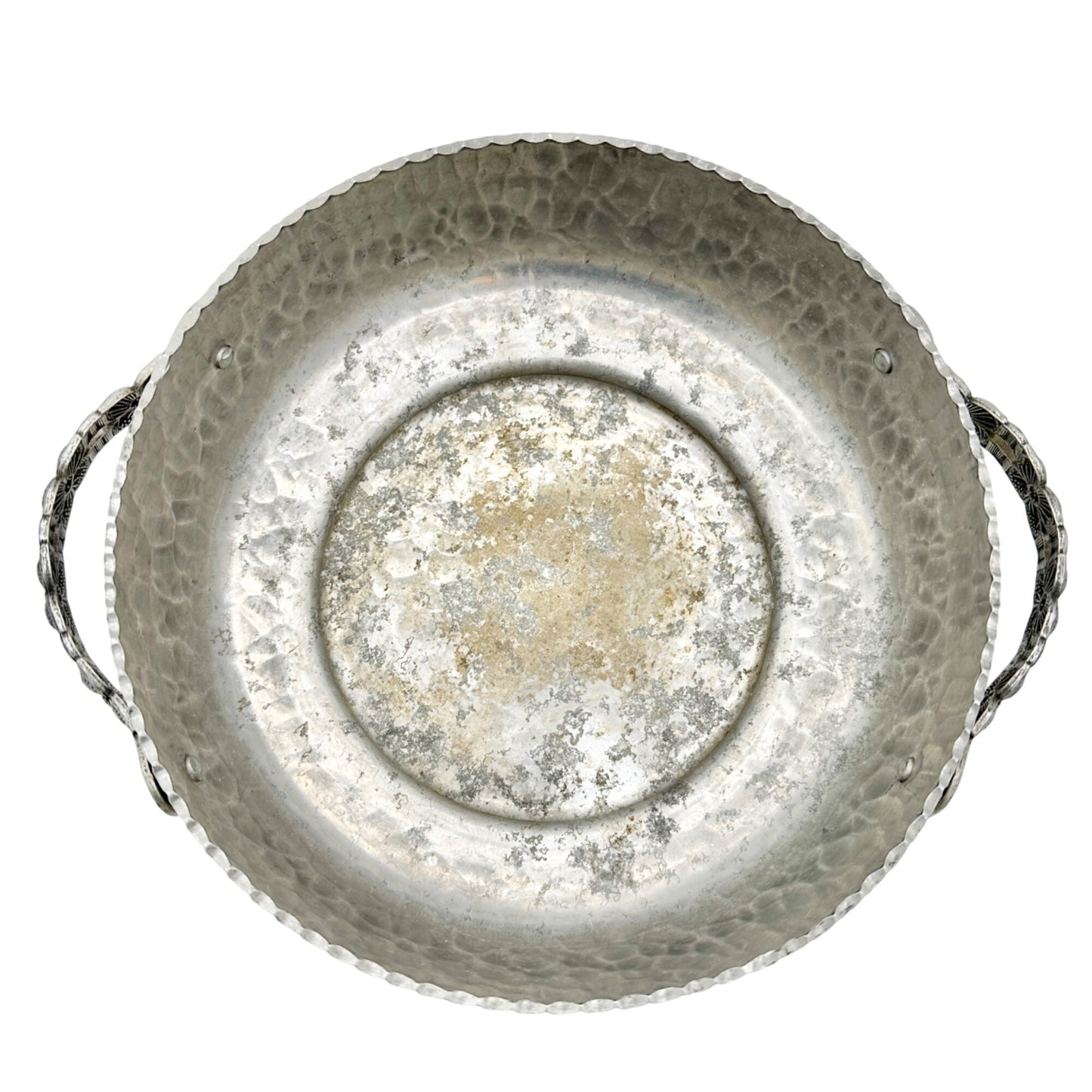 Rodney Kent Silver Co Hand Wrought Aluminum Lidded Serving Dish Floral Design