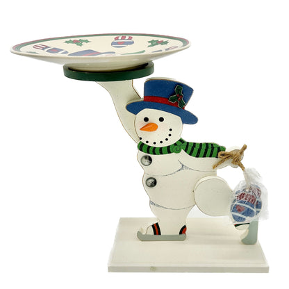 Snowman Cookie Plate Holder With Plate Kit Winter Decor in Original Packaging
