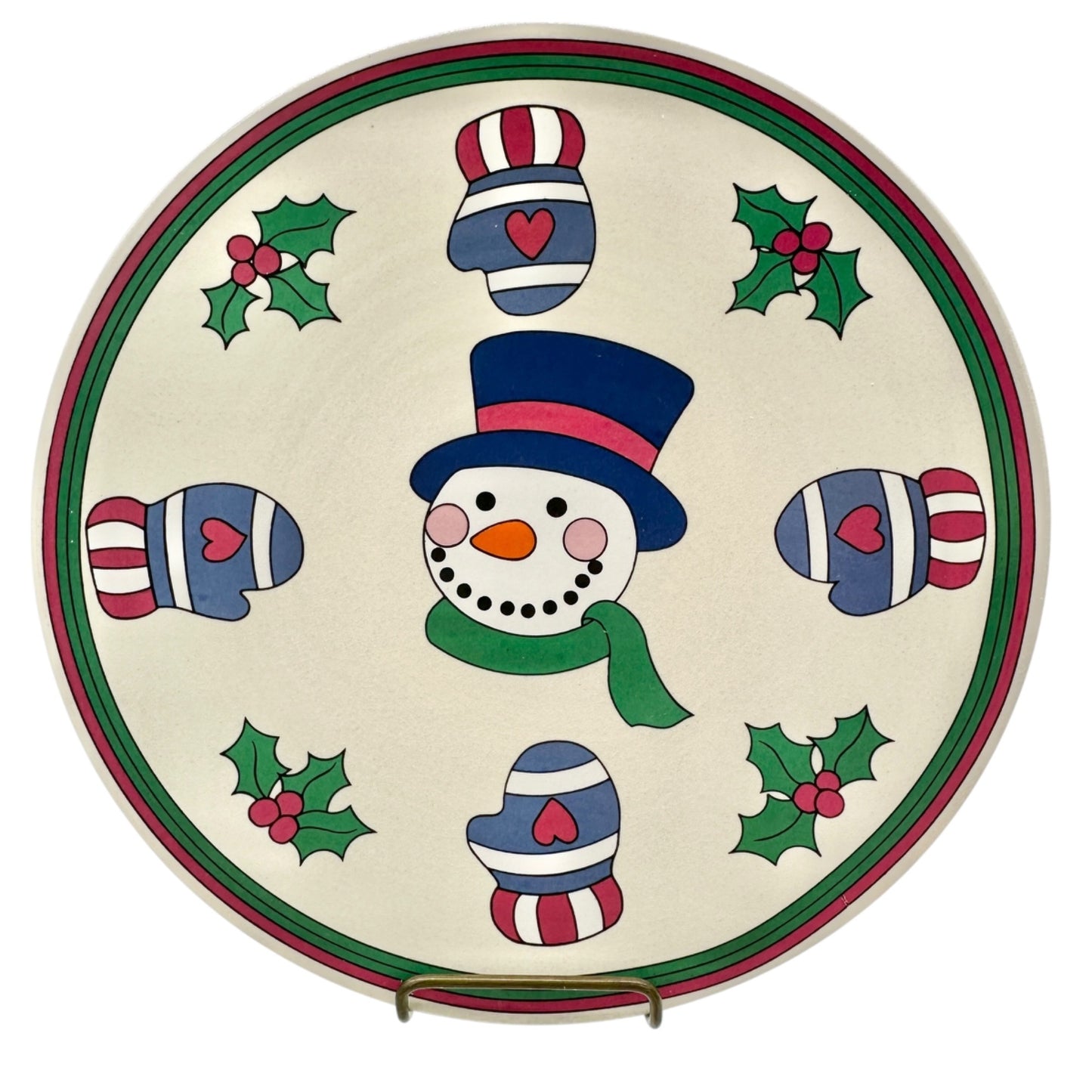 Snowman Cookie Plate Holder With Plate Kit Winter Decor in Original Packaging