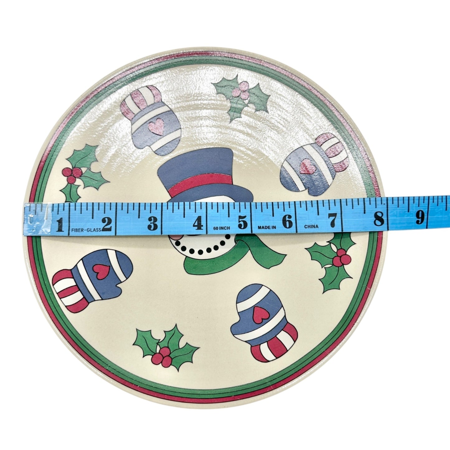 Snowman Cookie Plate Holder With Plate Kit Winter Decor in Original Packaging