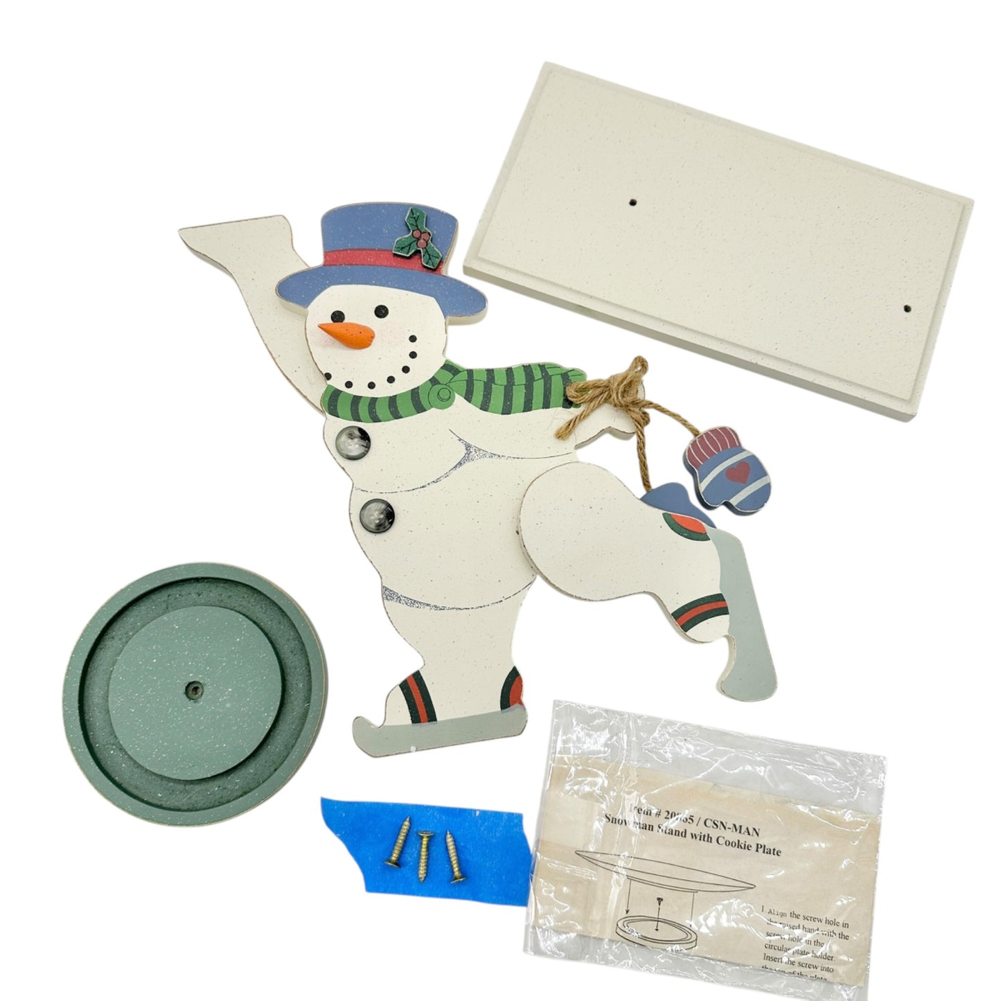 Snowman Cookie Plate Holder With Plate Kit Winter Decor in Original Packaging