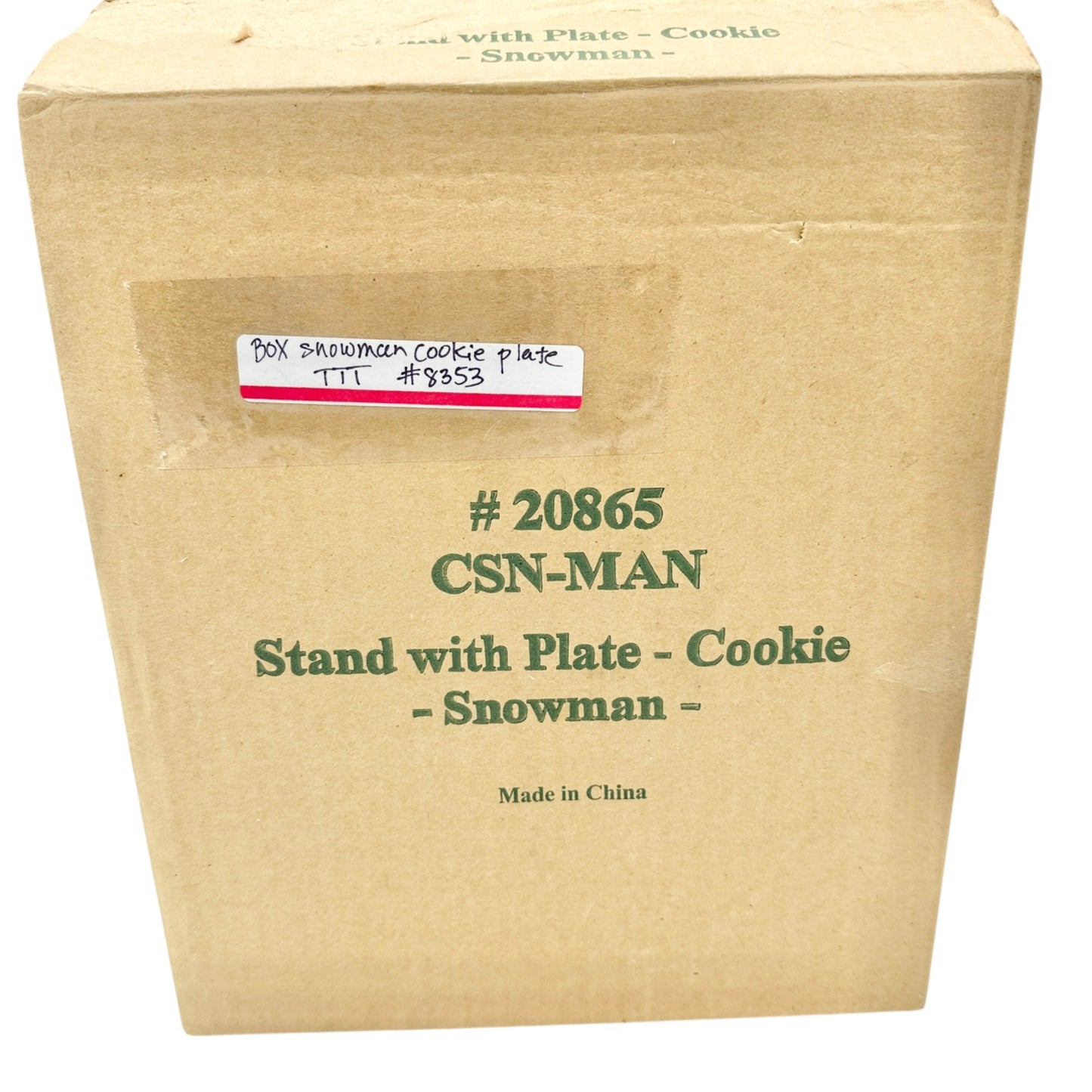 Snowman Cookie Plate Holder With Plate Kit Winter Decor in Original Packaging