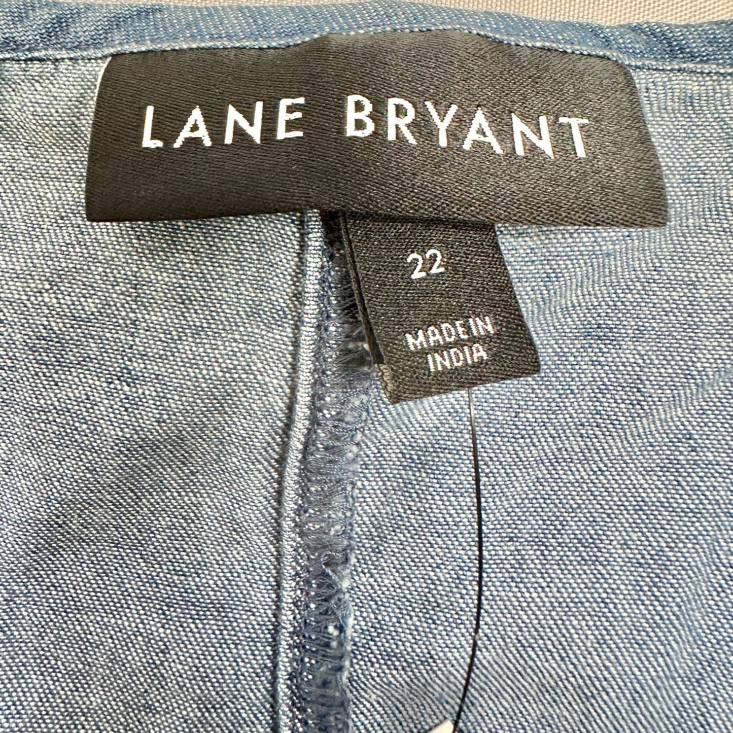 Lane Bryant Tunic Top Womens 22 Blue Cambray Off Shoulder Sleeves Smocked Waist