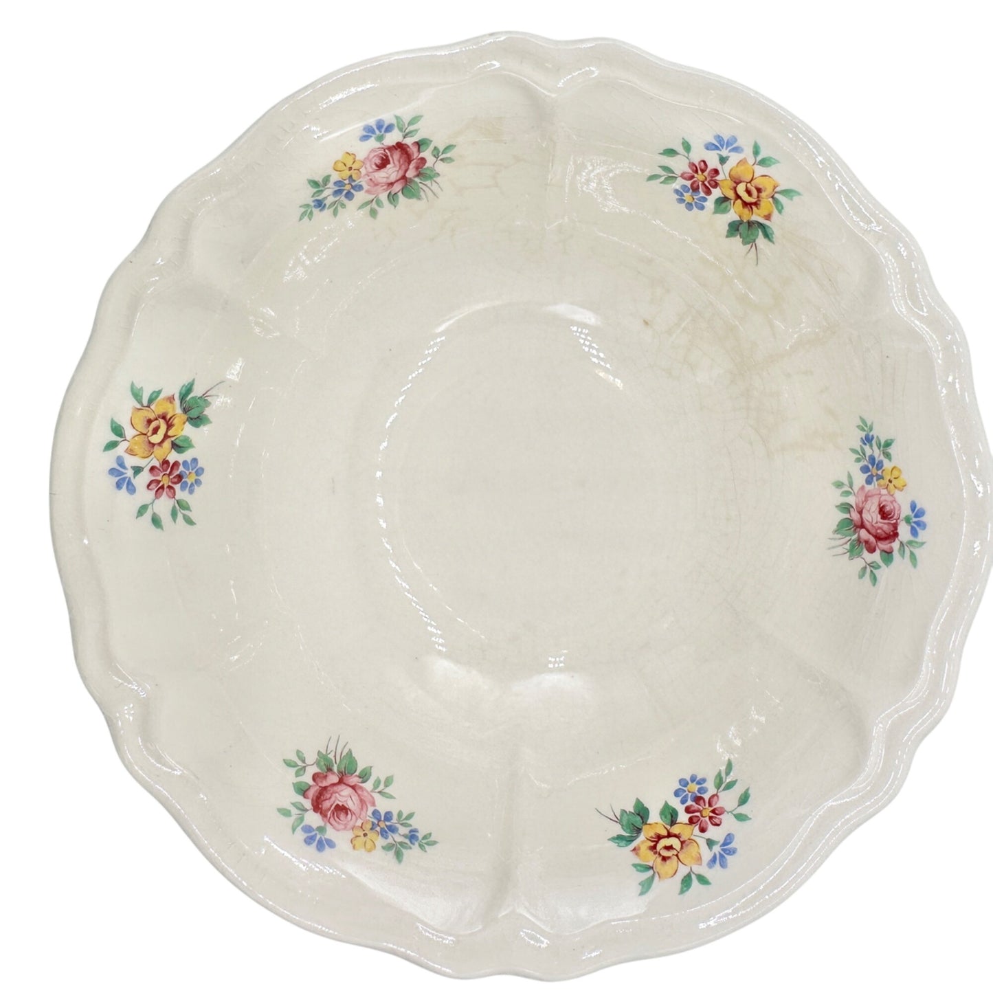 Tea Rose USA Set of 5 Bowls Floral Pattern Porcelain Scalloped 6" Round Vintage