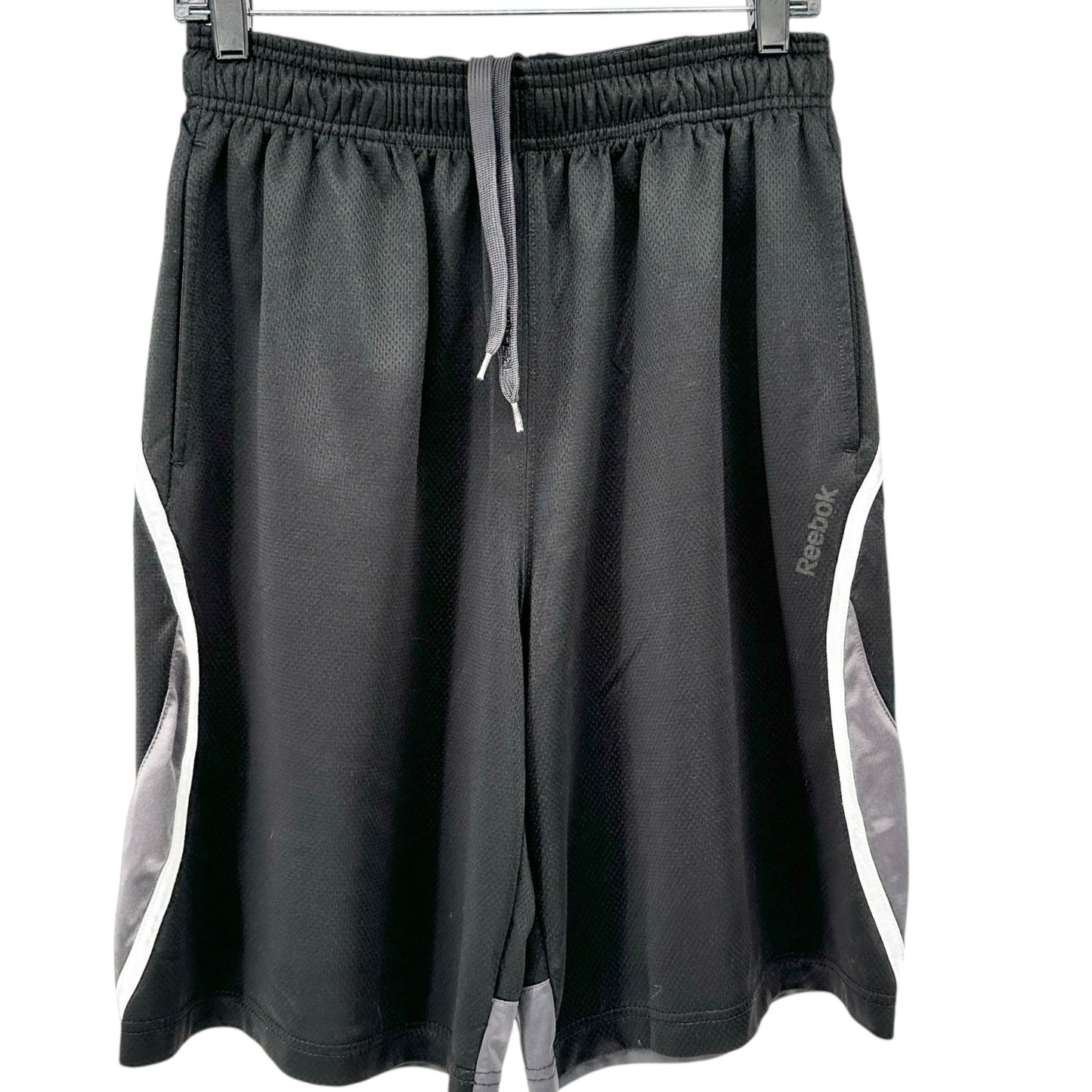 Reebok Athletic Shorts Mens M With Drawstring Waist Black Gray Basketball