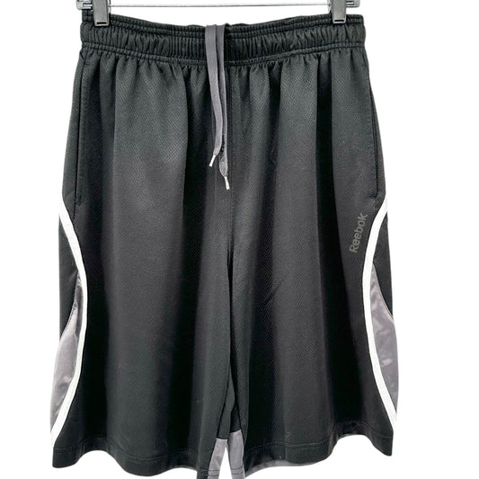 Reebok Athletic Shorts Mens M With Drawstring Waist Black Gray Basketball