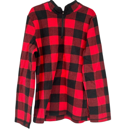 Jumping Beans Pullover Boys Size 8 Red Black Buffalo Plaid Half-zip Fleece LS