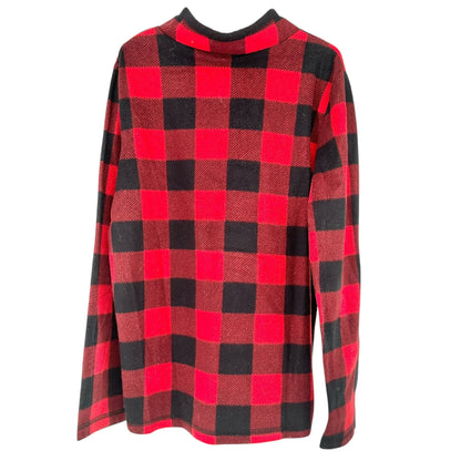 Jumping Beans Pullover Boys Size 8 Red Black Buffalo Plaid Half-zip Fleece LS
