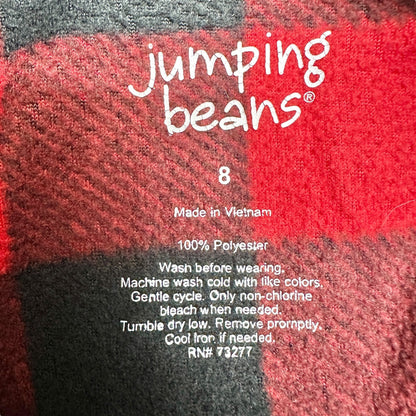 Jumping Beans Pullover Boys Size 8 Red Black Buffalo Plaid Half-zip Fleece LS
