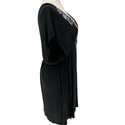 Motherhood Maternity Sleep Dress XLT Black Floral Embroidered Breastfeeding Moms