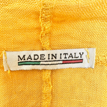 Linen Jacket Womens Oversized XL Yellow Drawstring Collar and Hem Made In Italy