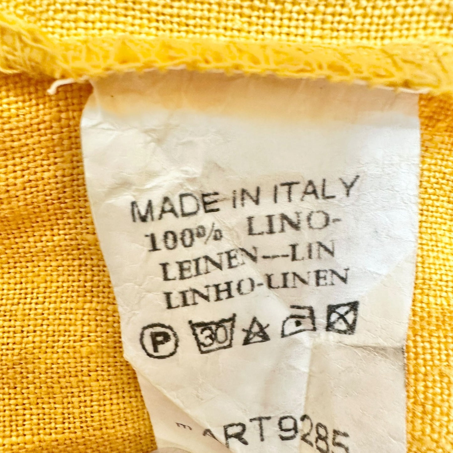 Linen Jacket Womens Oversized XL Yellow Drawstring Collar and Hem Made In Italy