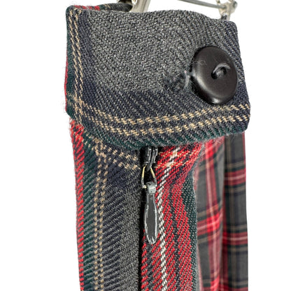 Lands End Womens Plaid Wool Pleated Midi Skirt Size 18 Reg Red Gray Made In USA