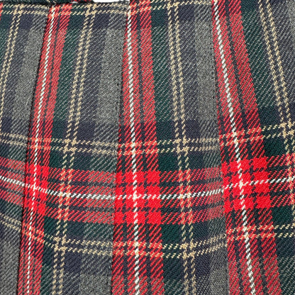 Lands End Womens Plaid Wool Pleated Midi Skirt Size 18 Reg Red Gray Made In USA