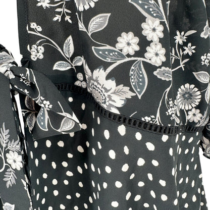 Cato Est 1946 Sheer Layered Kimono Womens 18/20W Black White Floral Polka Dot