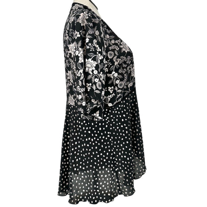 Cato Est 1946 Sheer Layered Kimono Womens 18/20W Black White Floral Polka Dot