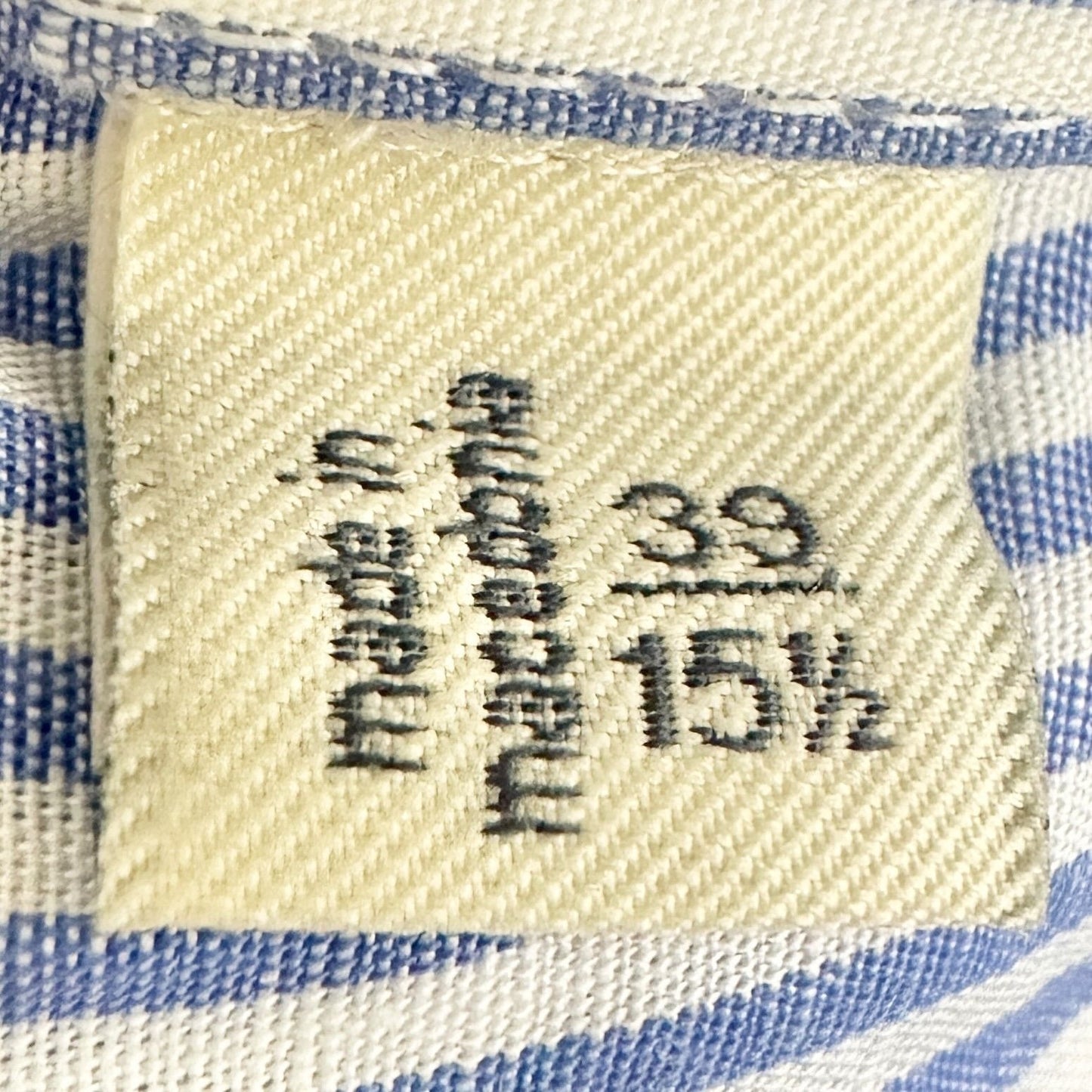 SuitSupply Button Up Shirt Mens Sz 15.5 Collar Blue White Stripe LS Cotton Linen