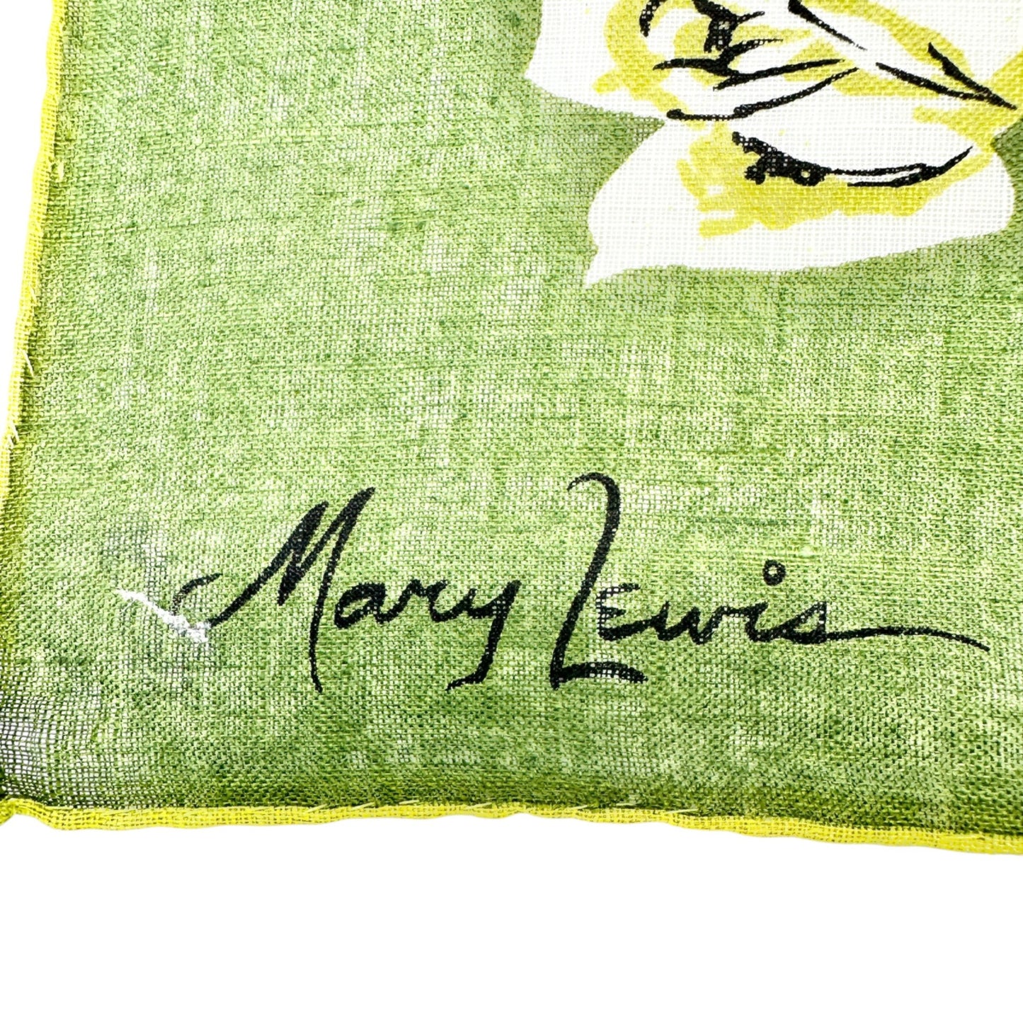Vtg Mary Lewis Green Square Scarf Spanish Inspired Print Rose Guitar Fan Motif