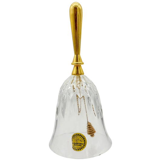 Crystal Bell 24K Gold Electroplate Handle Christmas Tree Clapper 1984 Gerity