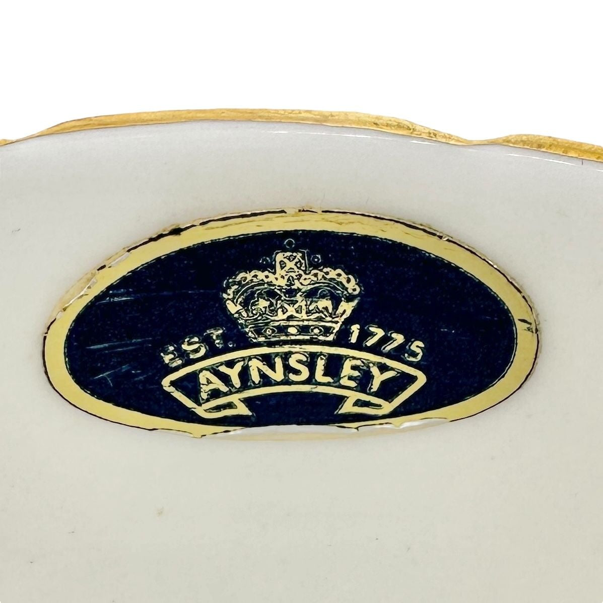 Aynsley Fine English Bone China Teacup w Saucer White Floral Gold Trim Numbered