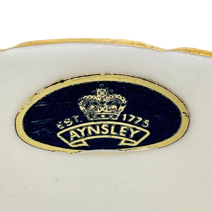 Aynsley Fine English Bone China Teacup w Saucer White Floral Gold Trim Numbered