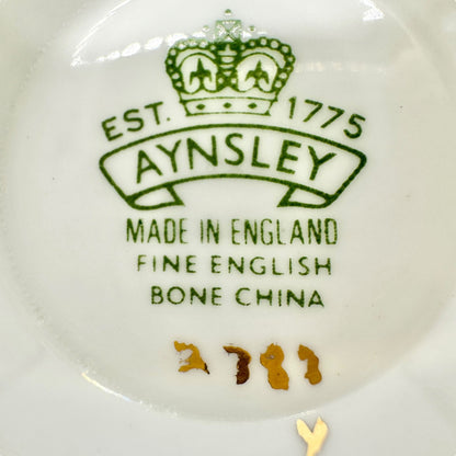 Aynsley Fine English Bone China Teacup w Saucer White Floral Gold Trim Numbered