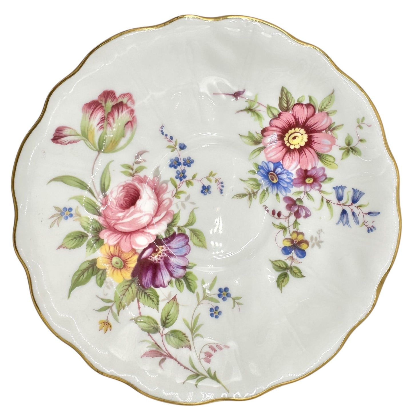 Aynsley Fine English Bone China Teacup w Saucer White Floral Gold Trim Numbered
