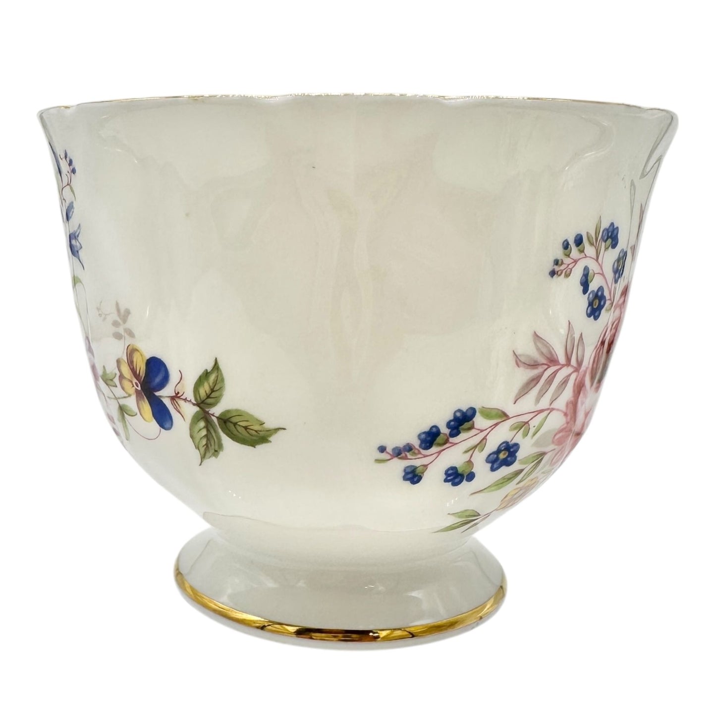 Aynsley Fine English Bone China Teacup w Saucer White Floral Gold Trim Numbered