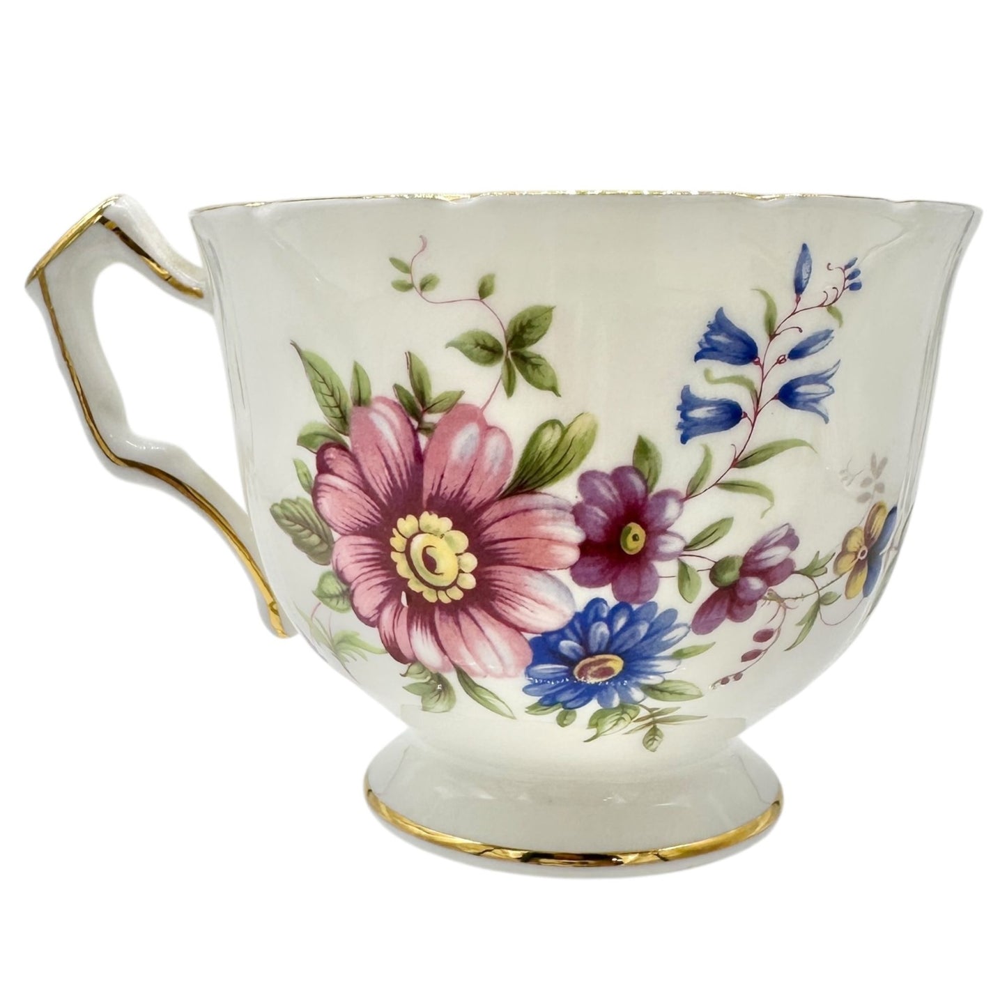 Aynsley Fine English Bone China Teacup w Saucer White Floral Gold Trim Numbered