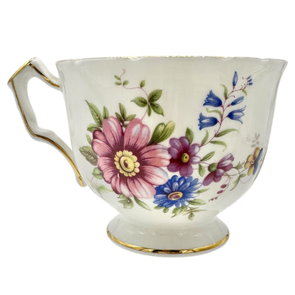 Aynsley Fine English Bone China Teacup w Saucer White Floral Gold Trim Numbered