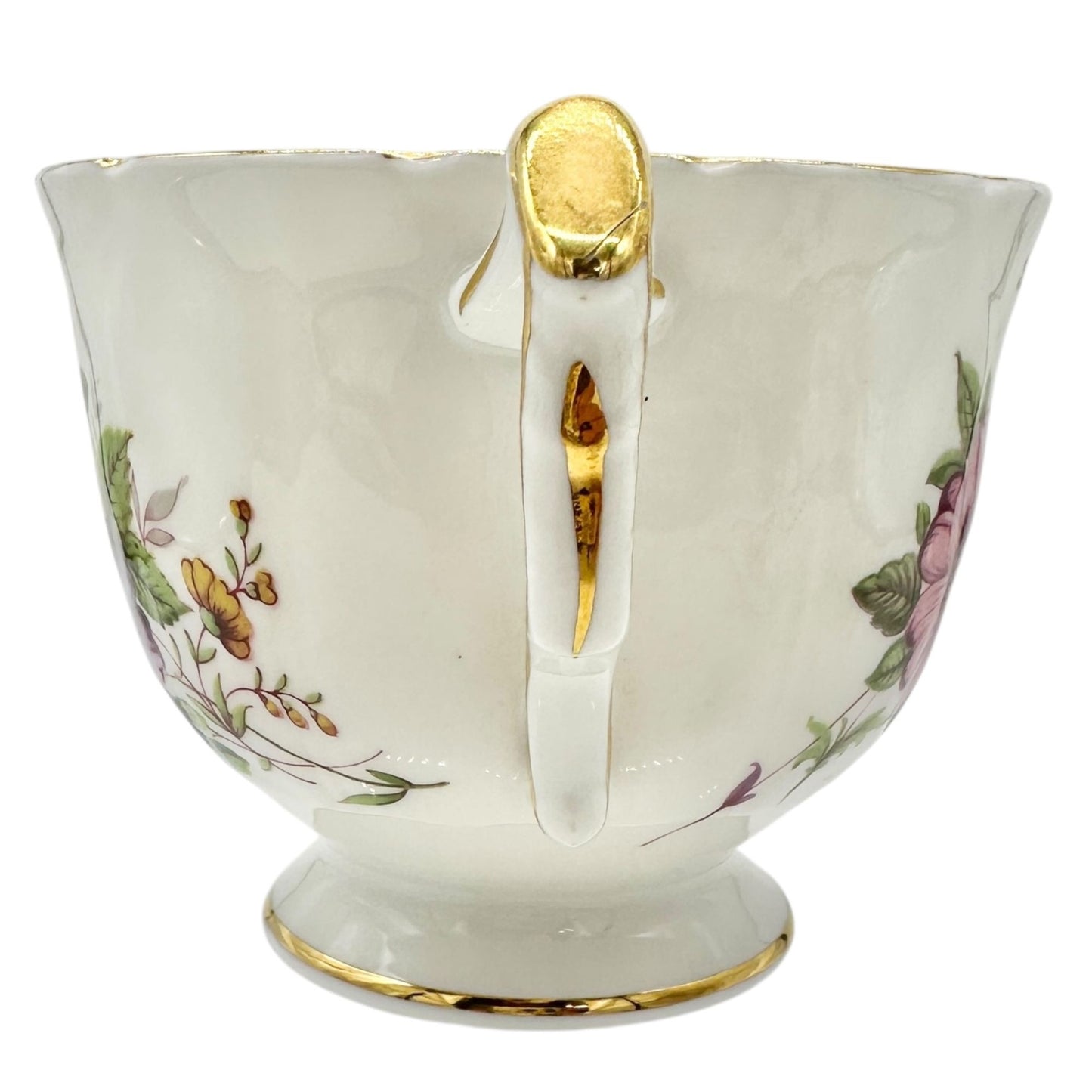 Aynsley Fine English Bone China Teacup w Saucer White Floral Gold Trim Numbered