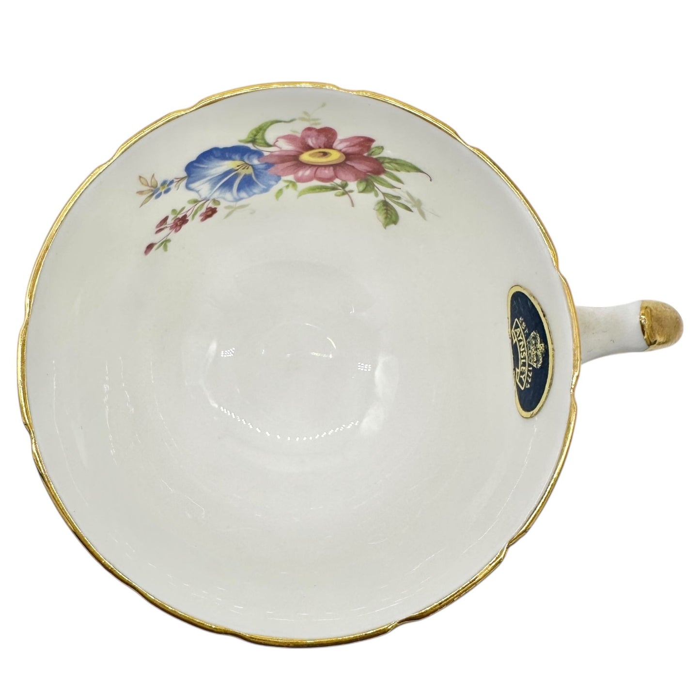 Aynsley Fine English Bone China Teacup w Saucer White Floral Gold Trim Numbered