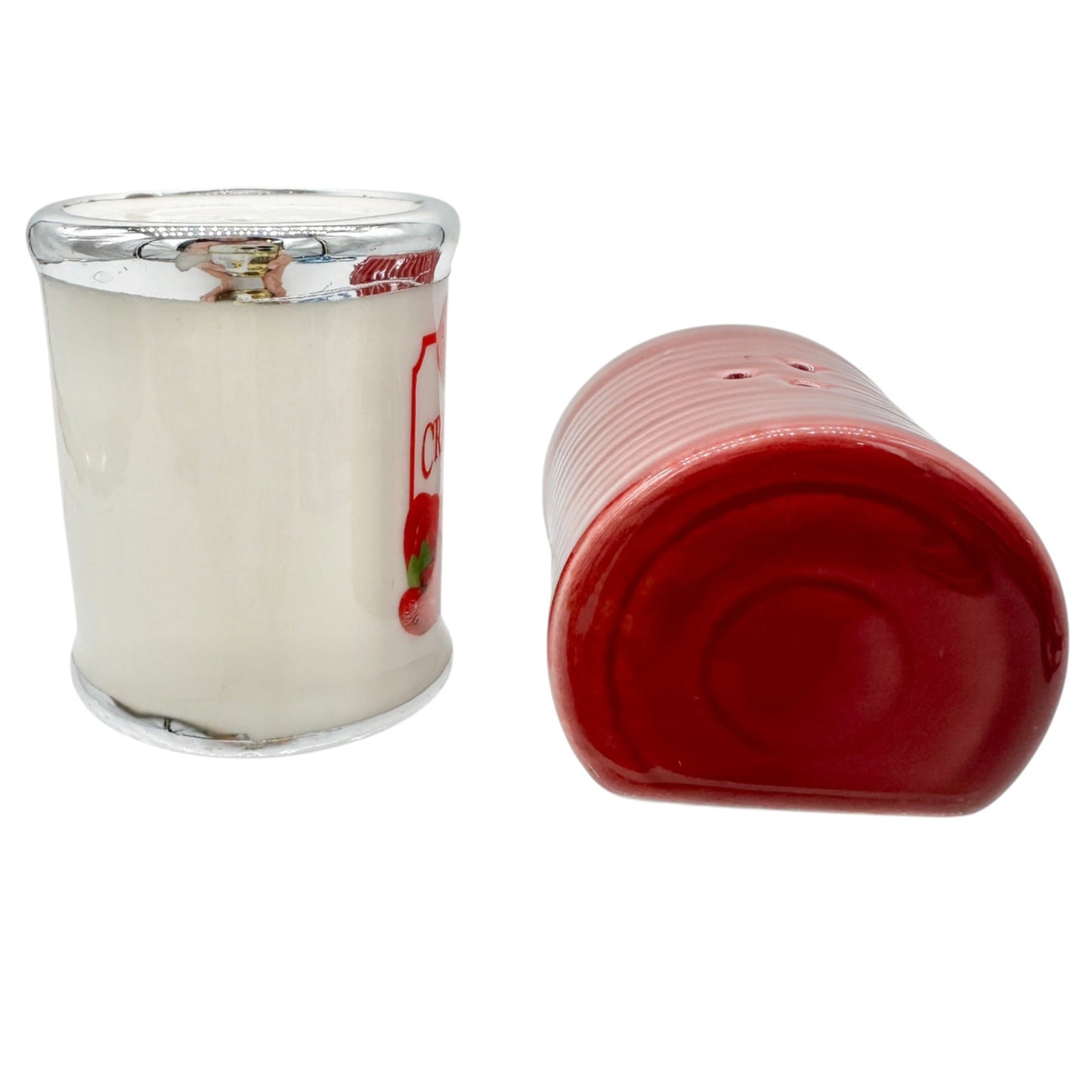 Americas Favorite Cranberry Sauce Ceramic Salt and Pepper Shakers Set Red White
