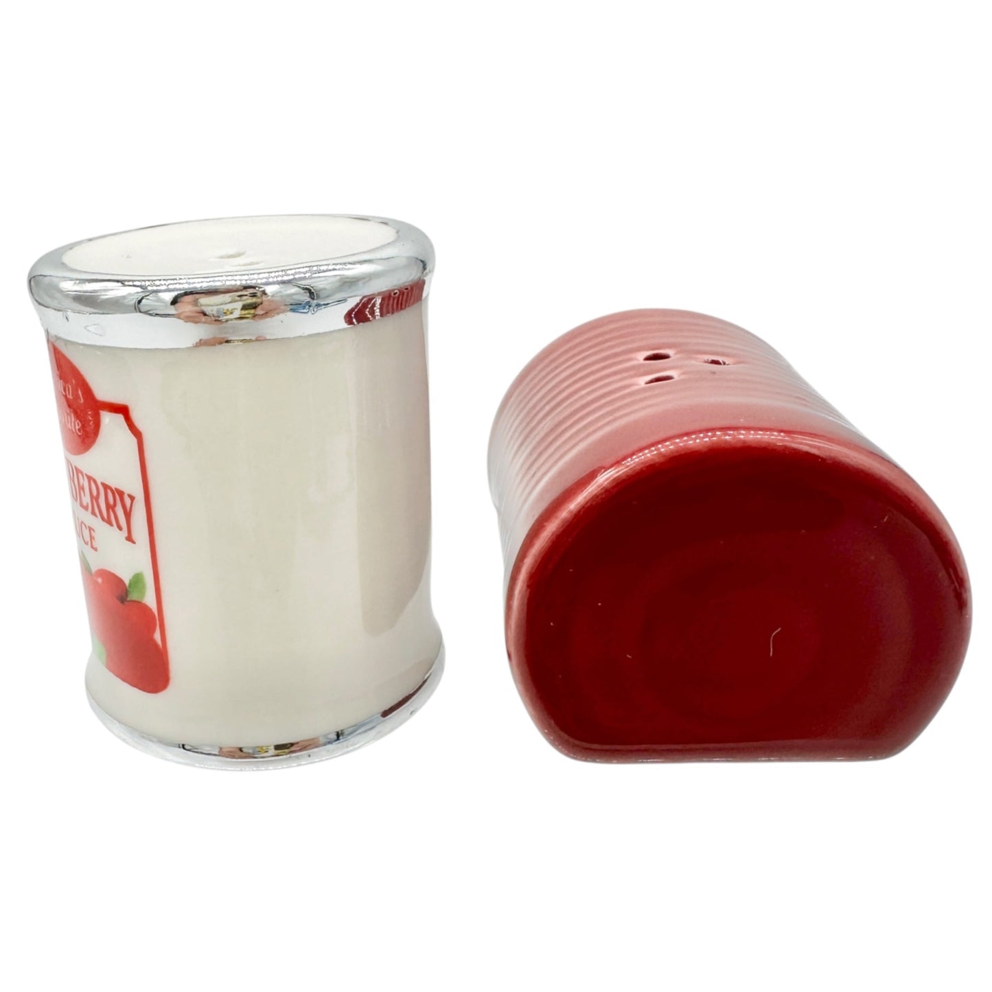 Americas Favorite Cranberry Sauce Ceramic Salt and Pepper Shakers Set Red White