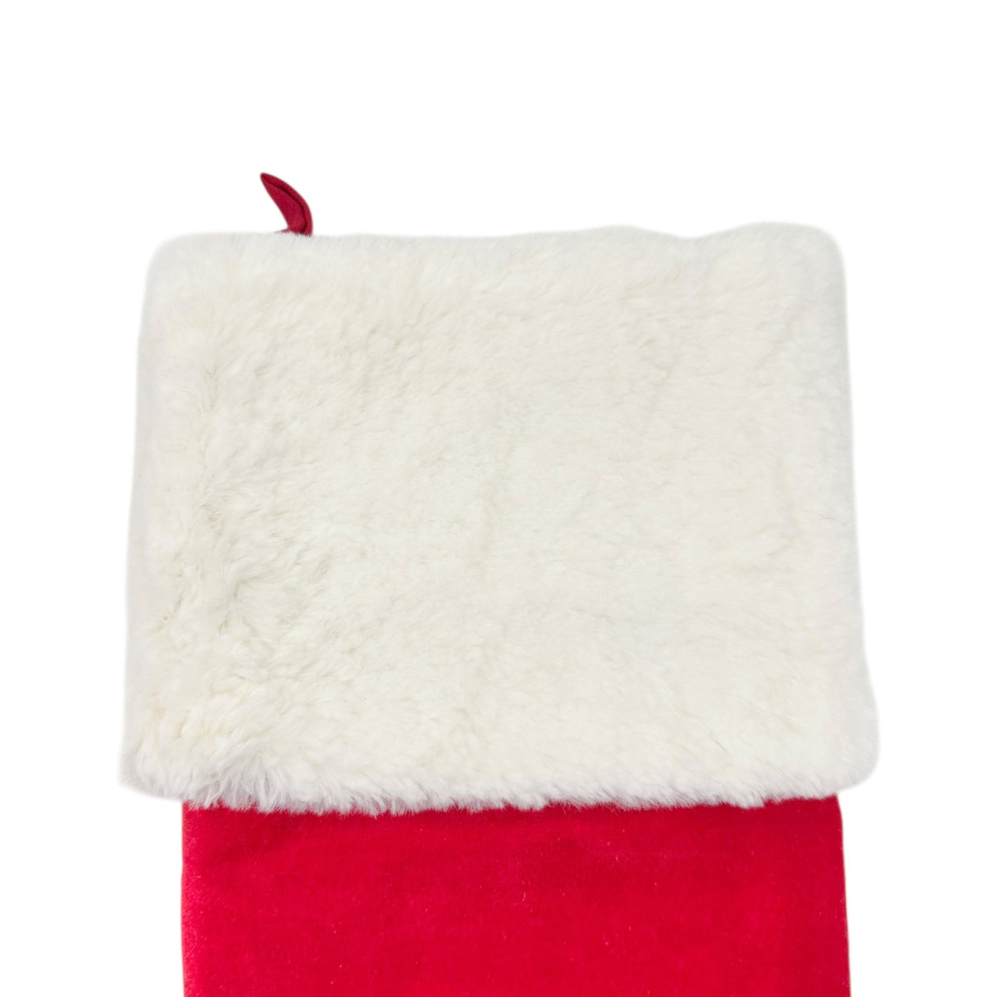 Max Studio Home Christmas Stocking Red Velvet Bead Snowflake Faux Fur White Cuff