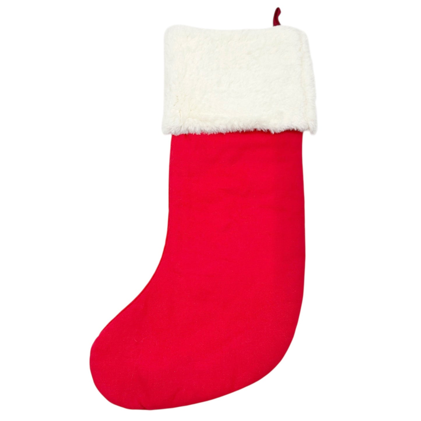 Max Studio Home Christmas Stocking Red Velvet Bead Snowflake Faux Fur White Cuff