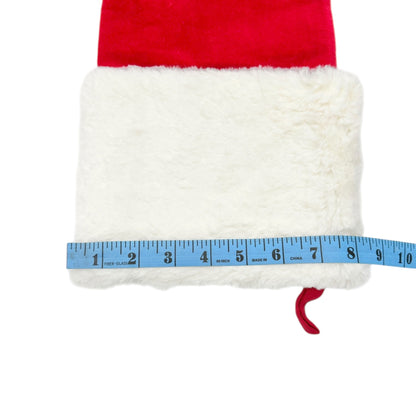 Max Studio Home Christmas Stocking Red Velvet Bead Snowflake Faux Fur White Cuff