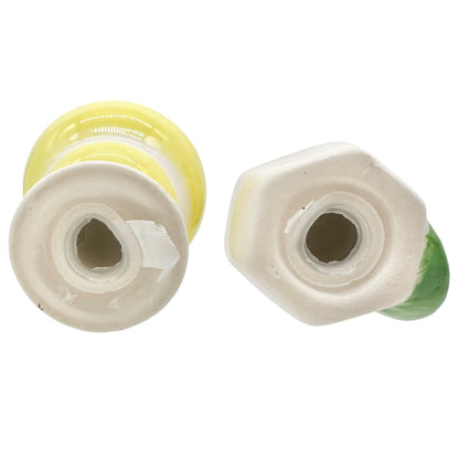 Margarita and Lime Salt and Pepper Shakers Ceramic White Yellow Fun Decor 2”H