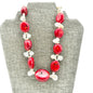 By Grace Necklace Red Polished Coral Freshwater Pearls Silver Tone Adjustable