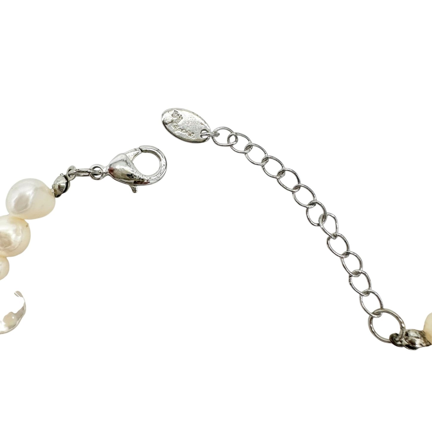 By Grace Necklace Red Polished Coral Freshwater Pearls Silver Tone Adjustable